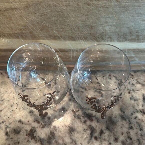 The Northpole 2 Stemless Reindeer Stag Wine Glass Set - Picture 6 of 6